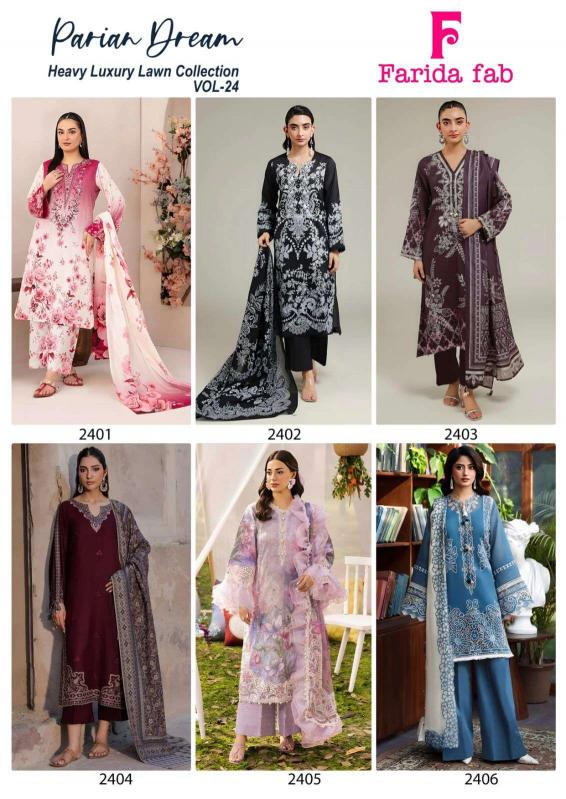 Farida fab parian dream vol-24 wholesale dress material masjid in mumbai